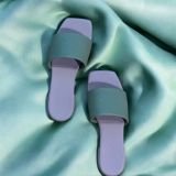 Flat Mules (Mintgreen with Purple)