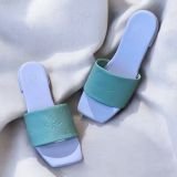 Flat Mules (Mintgreen with Purple)